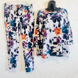 Simply Vera Wang Pajama Set Women’s Size Large 3/4 Sleeve Top Floral Print